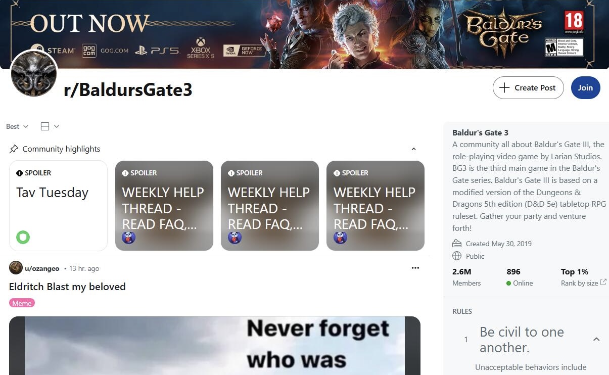 Reddit Community Screenshot